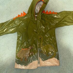 Kids Dinosaur Raincoat - Green and Orange